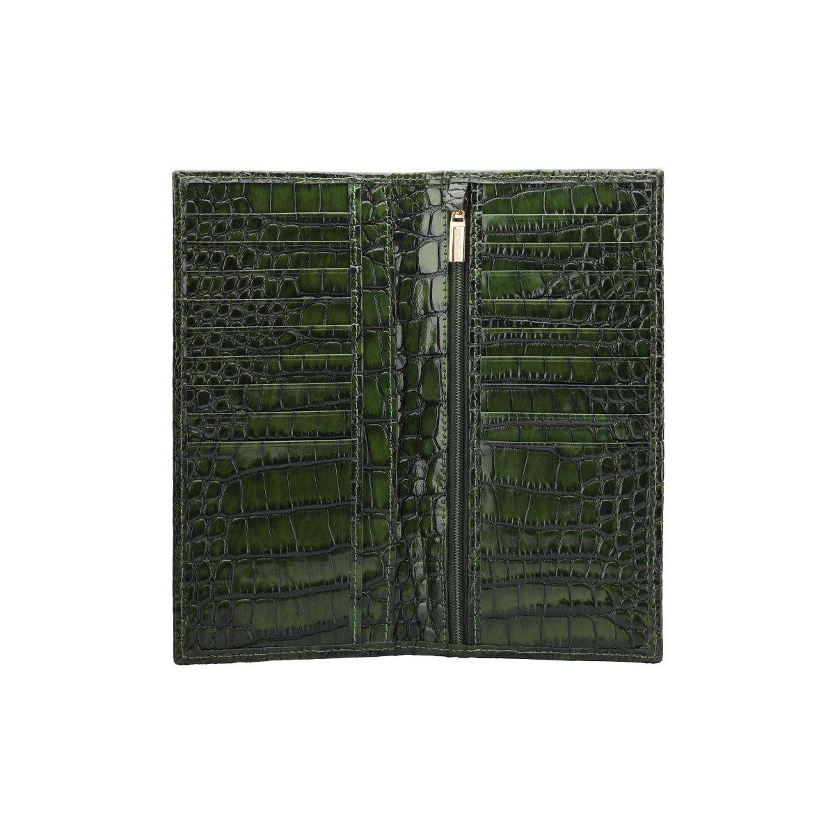 Green croc-printed wallet