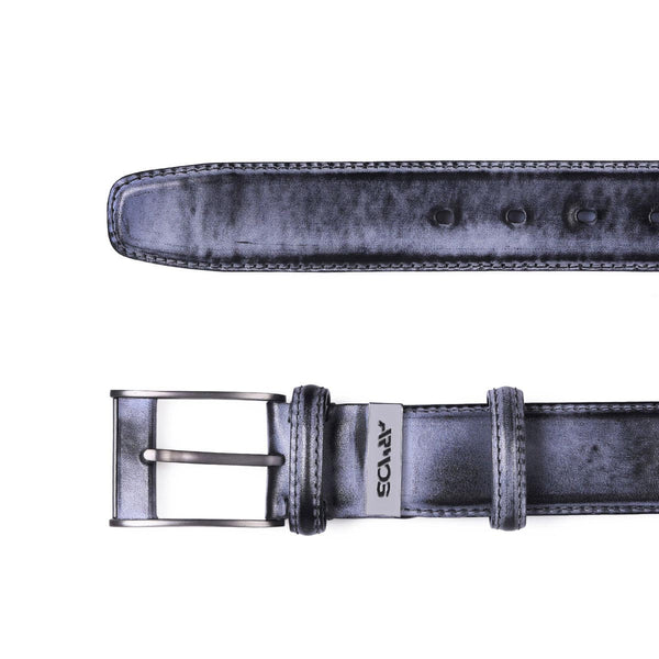 Gray leather belt