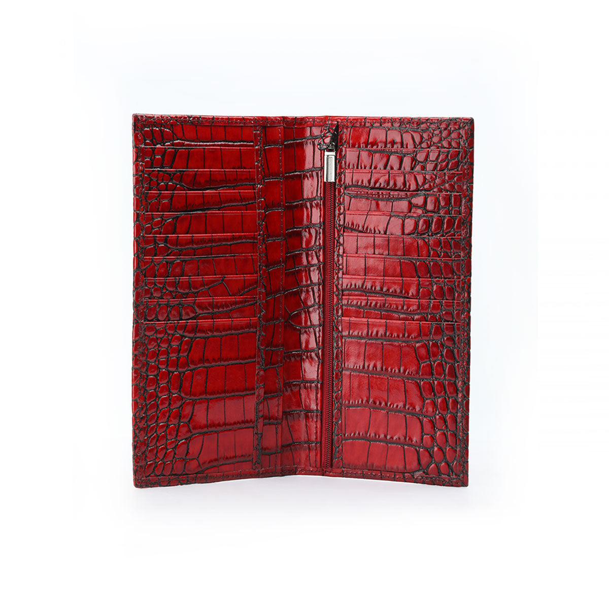 Red croc-printed wallet