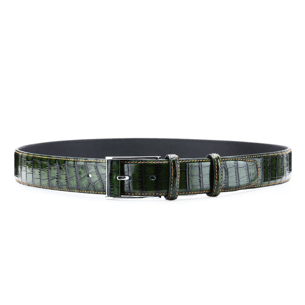 Green Crocodile Print Belt