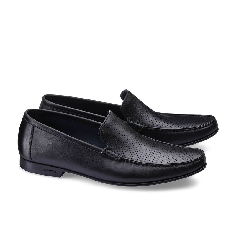 Black Perforated Moccasins