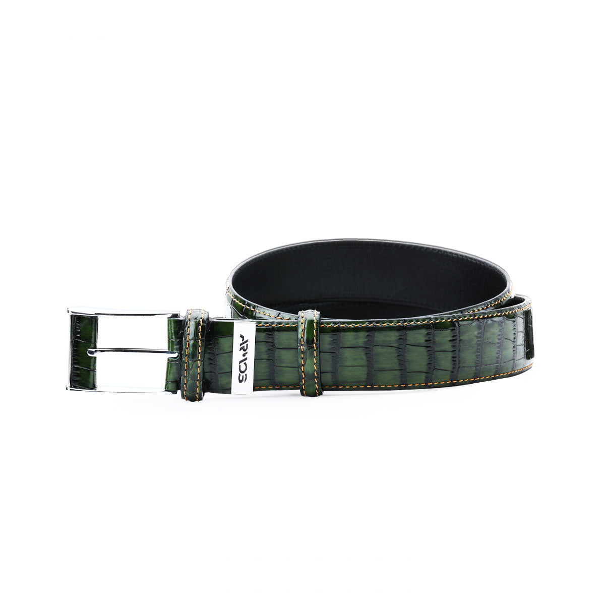 Green Crocodile Print Belt