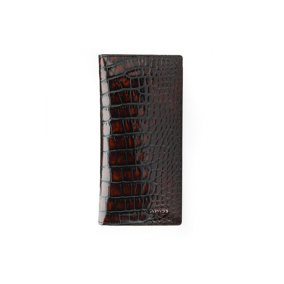 Brown croc-printed wallet