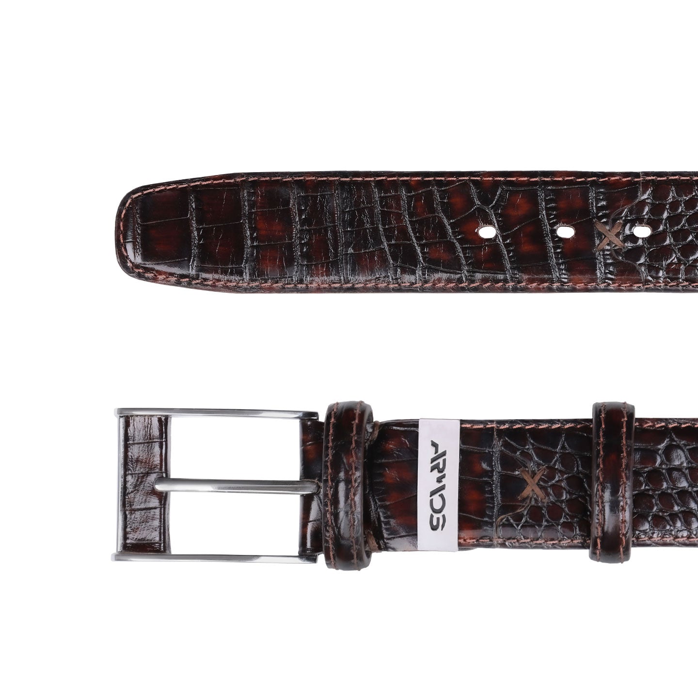 Brown crocodile printed belt