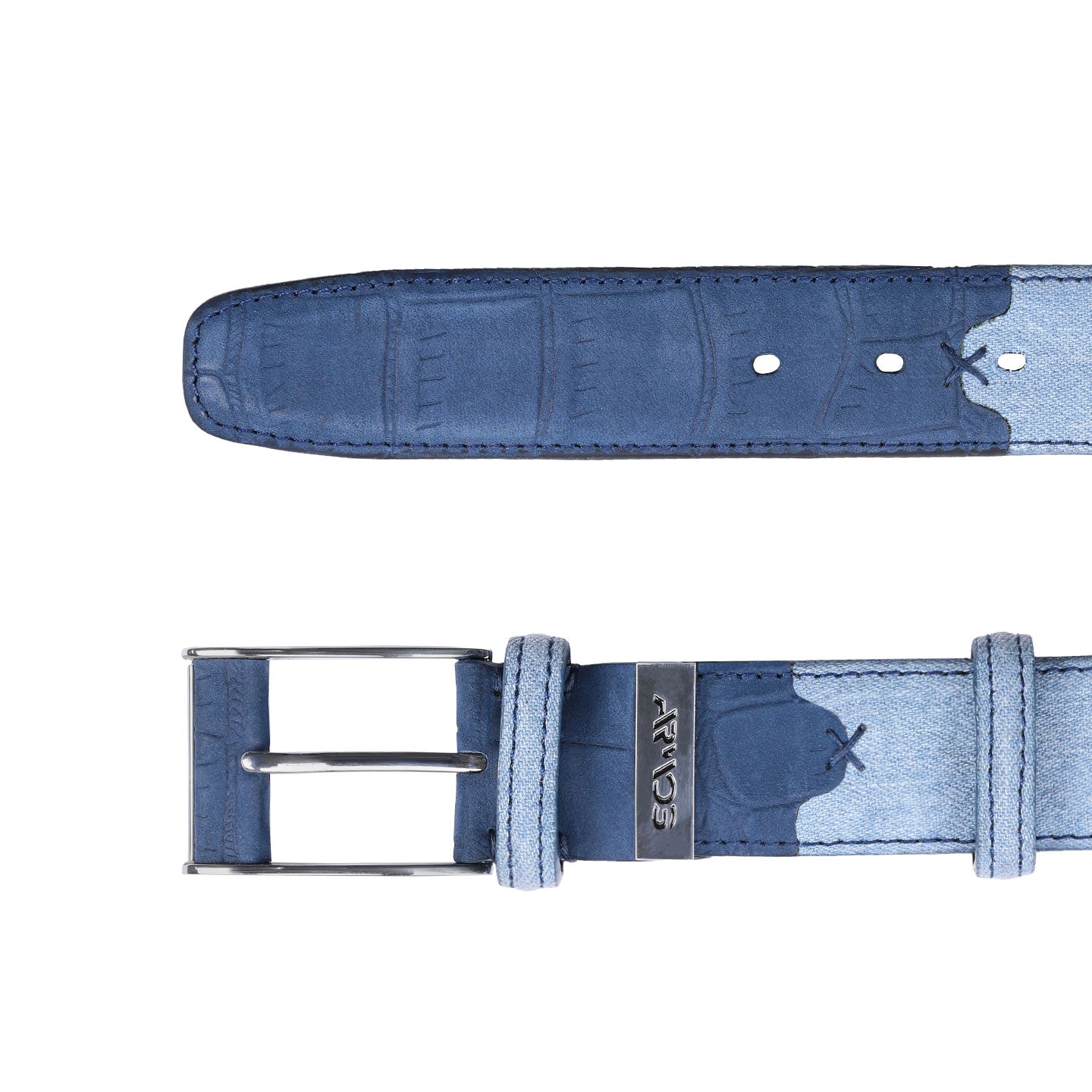 Denim and leather belt