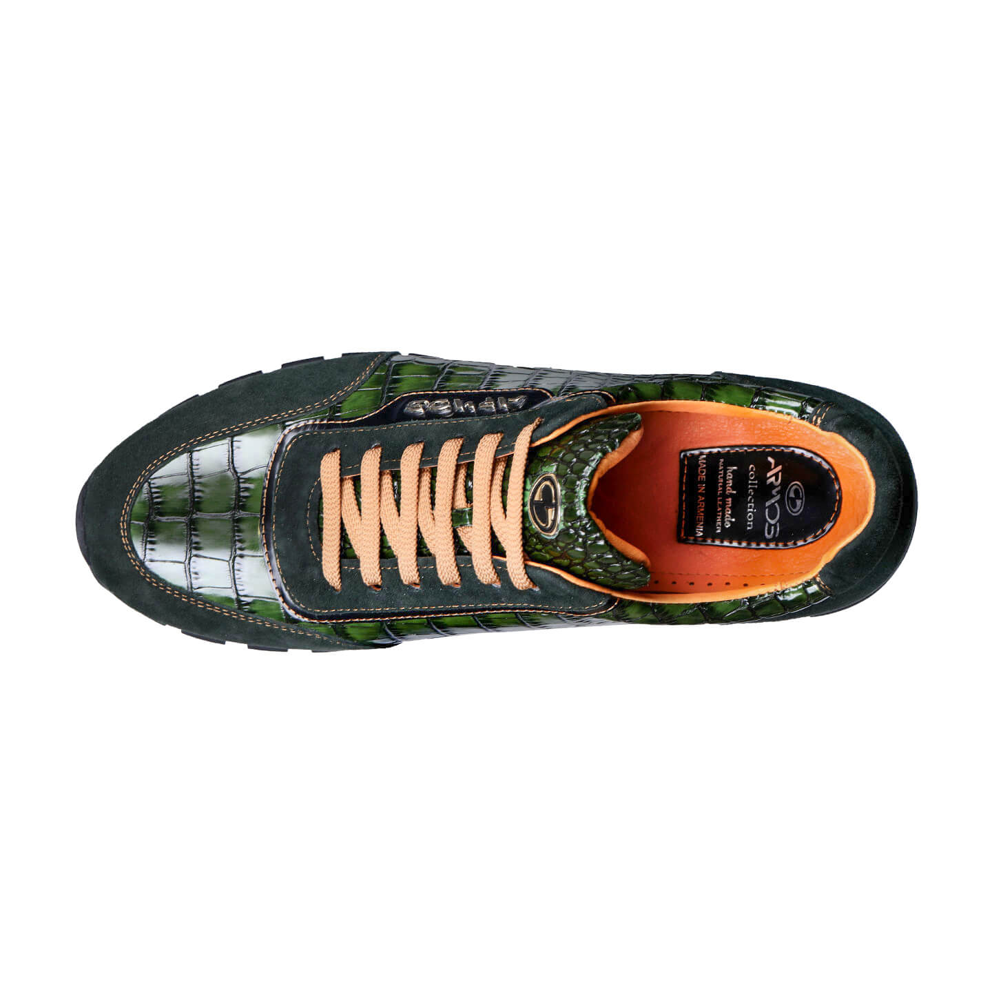 Men's Green Croc-Effect Leather Sneaker