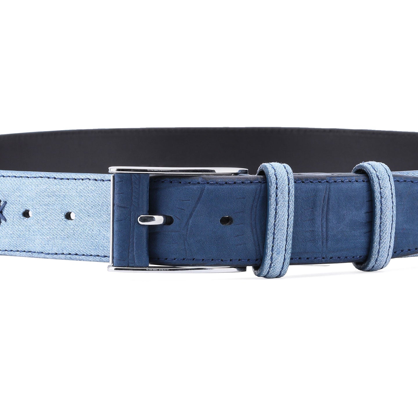 Denim and leather belt