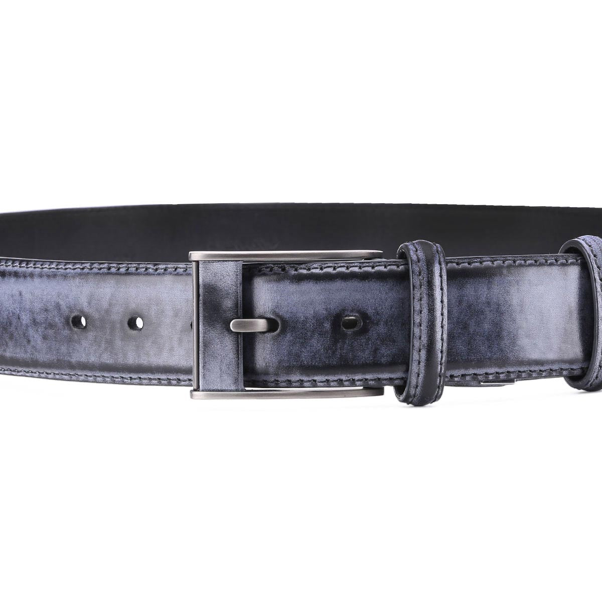 Gray leather belt