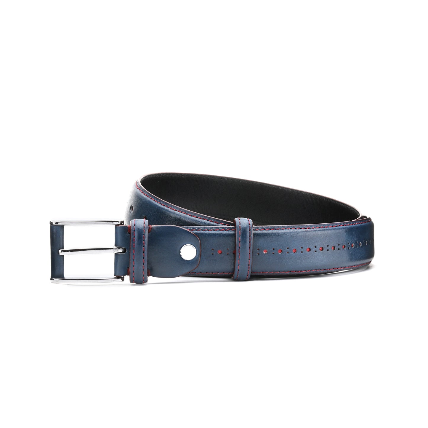 Blue leather belt