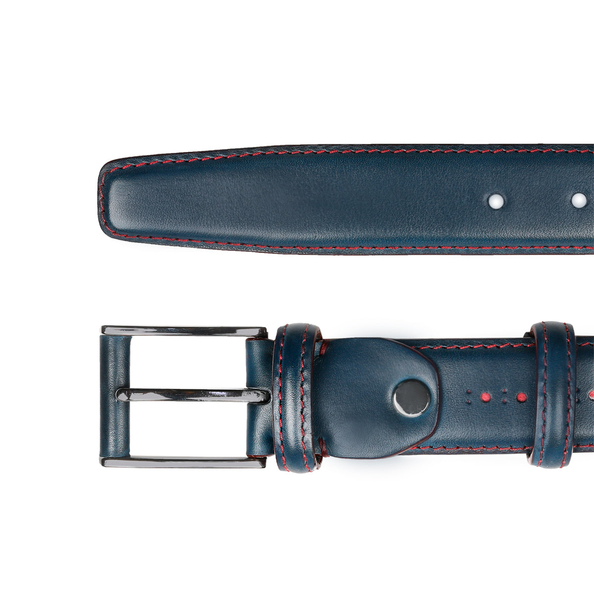 Blue leather belt