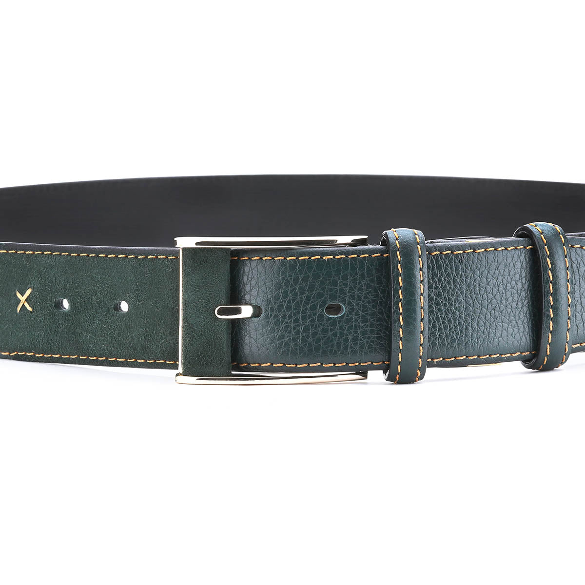 Green leather and suede belt