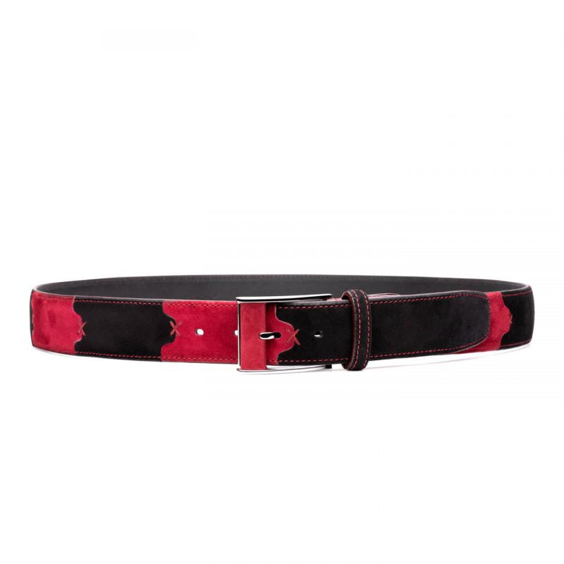 Red and black leather belt