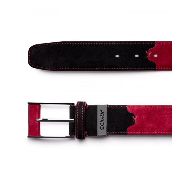 Red and black leather belt