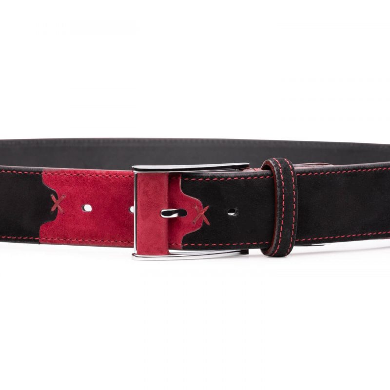 Red and black leather belt