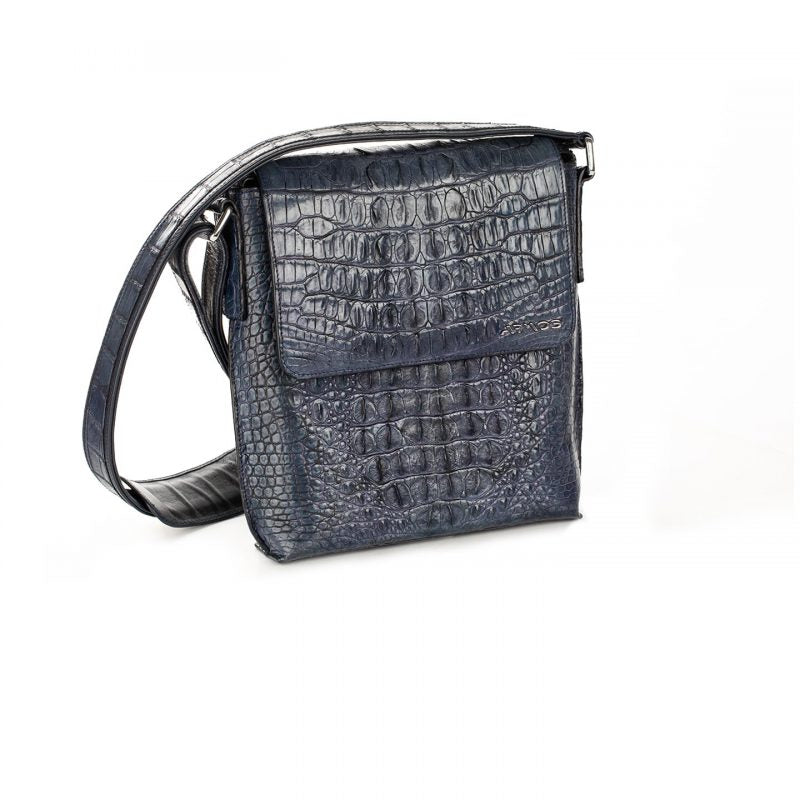 Gray crocodile leather bag