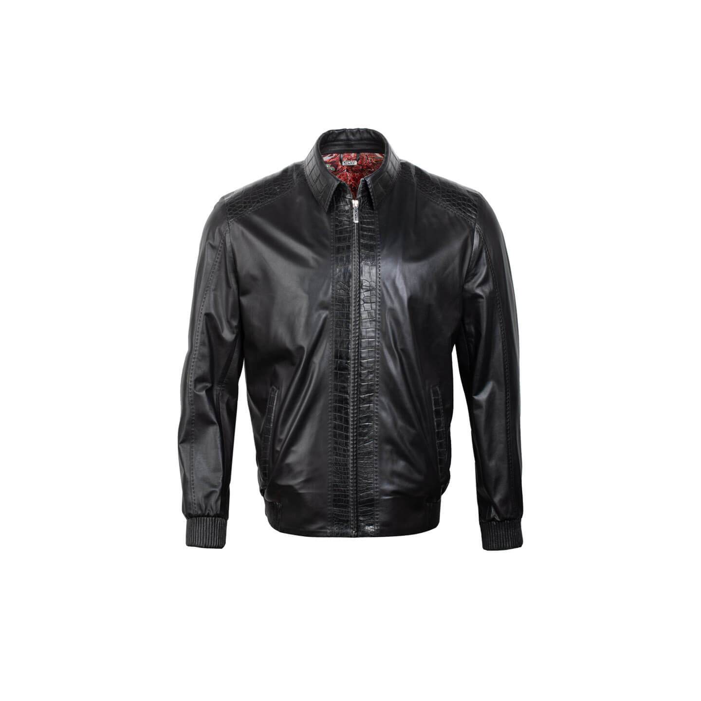 Black jacket with crocodile leather