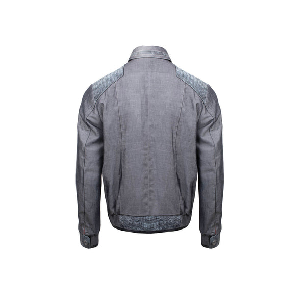 Crocodile leather and linen jacket