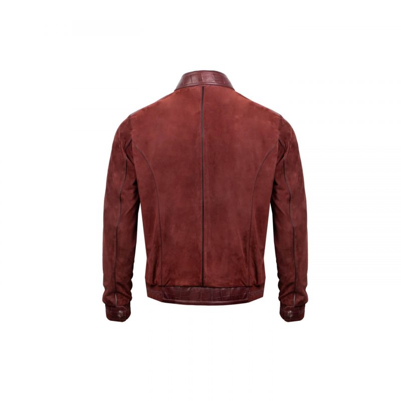 Bordeaux crocodile leather jacket