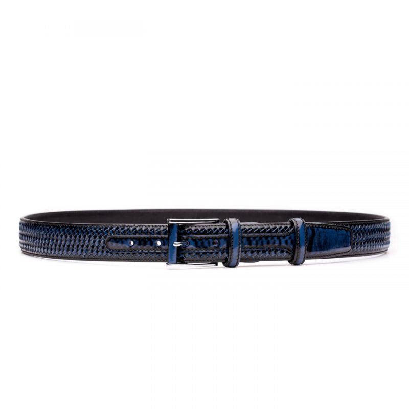 Semi-lacquered leather belt