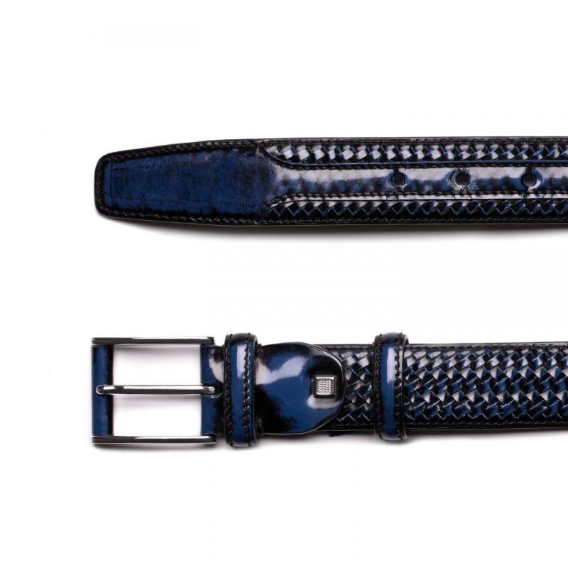 Semi-lacquered leather belt