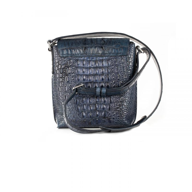 Gray crocodile leather bag